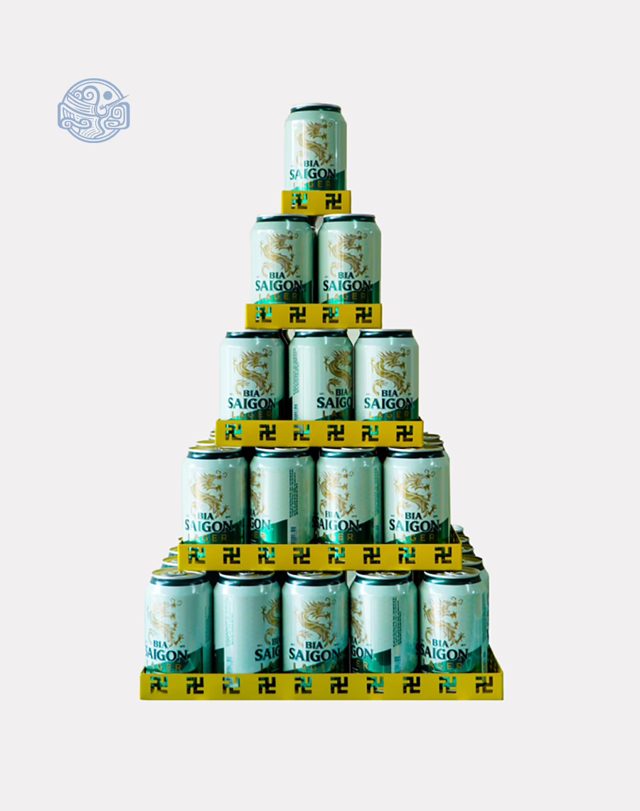 Bộ khay thép vuông bày tháp bia, nước ngọt