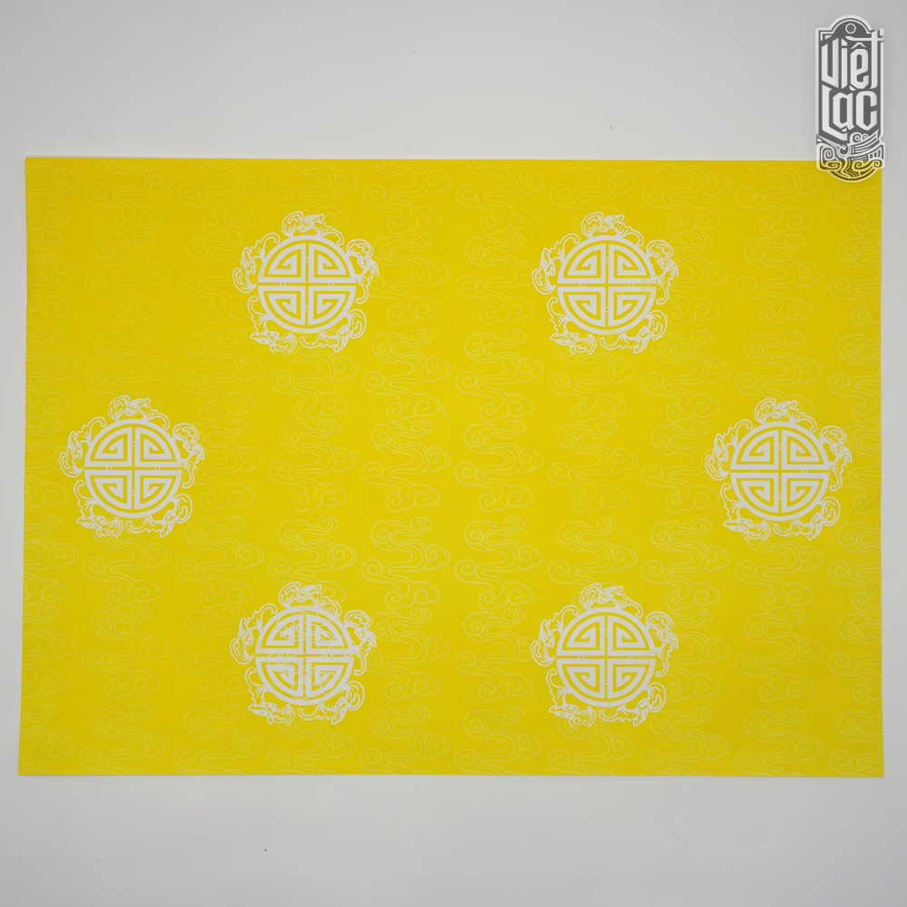 Giấy in sớ Việt Lạc vân mây chữ thọ trắng nền vàng - Ảnh 5