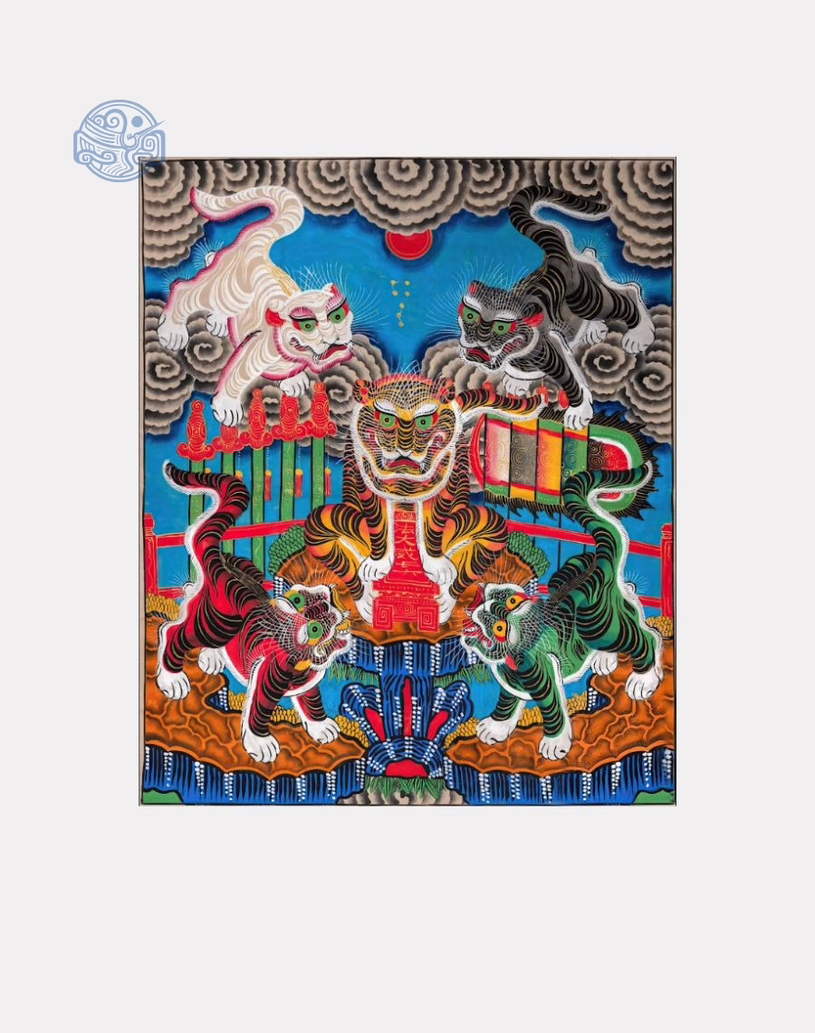 Tranh Ngũ Hổ vuông chất liệu nhựa xốp