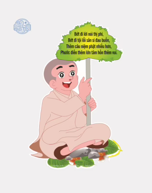 Tranh đứng nhựa xốp kèm biểu ngữ dùng trong chùa