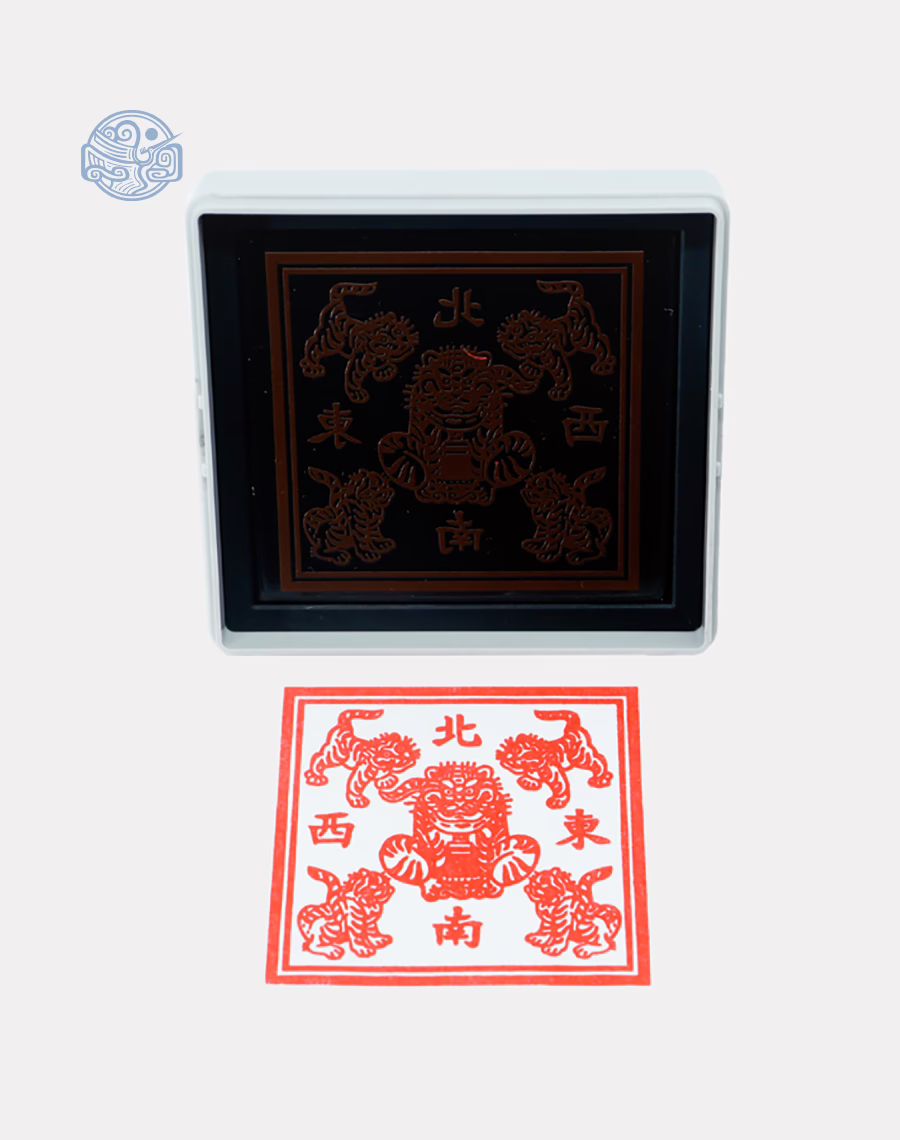 Dấu triện ngũ hổ 6x6cm thấm mực - Ảnh 3