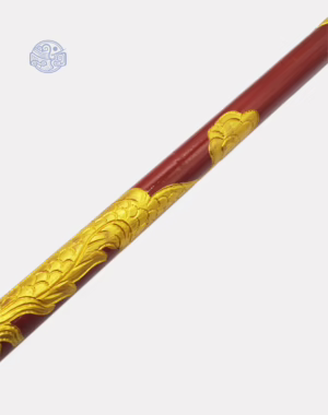 Gậy tích trượng trạm hoa văn rồng 1m6 gỗ