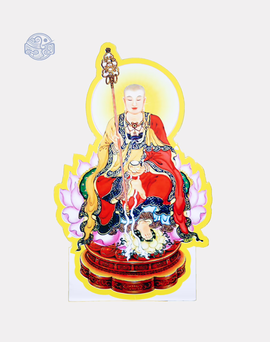 Tranh Mục Kiền Liên Bồ Tát tọa sen chất liệu nhựa xốp