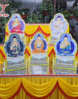 Bộ tranh Ngũ Phương Phật chất liệu bìa cứng ép plastic