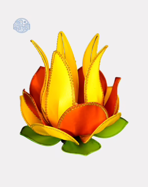 Đèn lụa hoa sen vàng xanh đỏ không đế