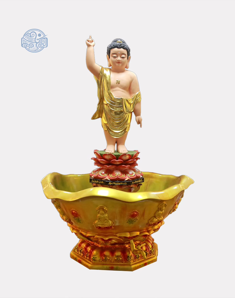 Chậu tắm Phật Liên Hoa bằng composite dát vàng - Ảnh 3