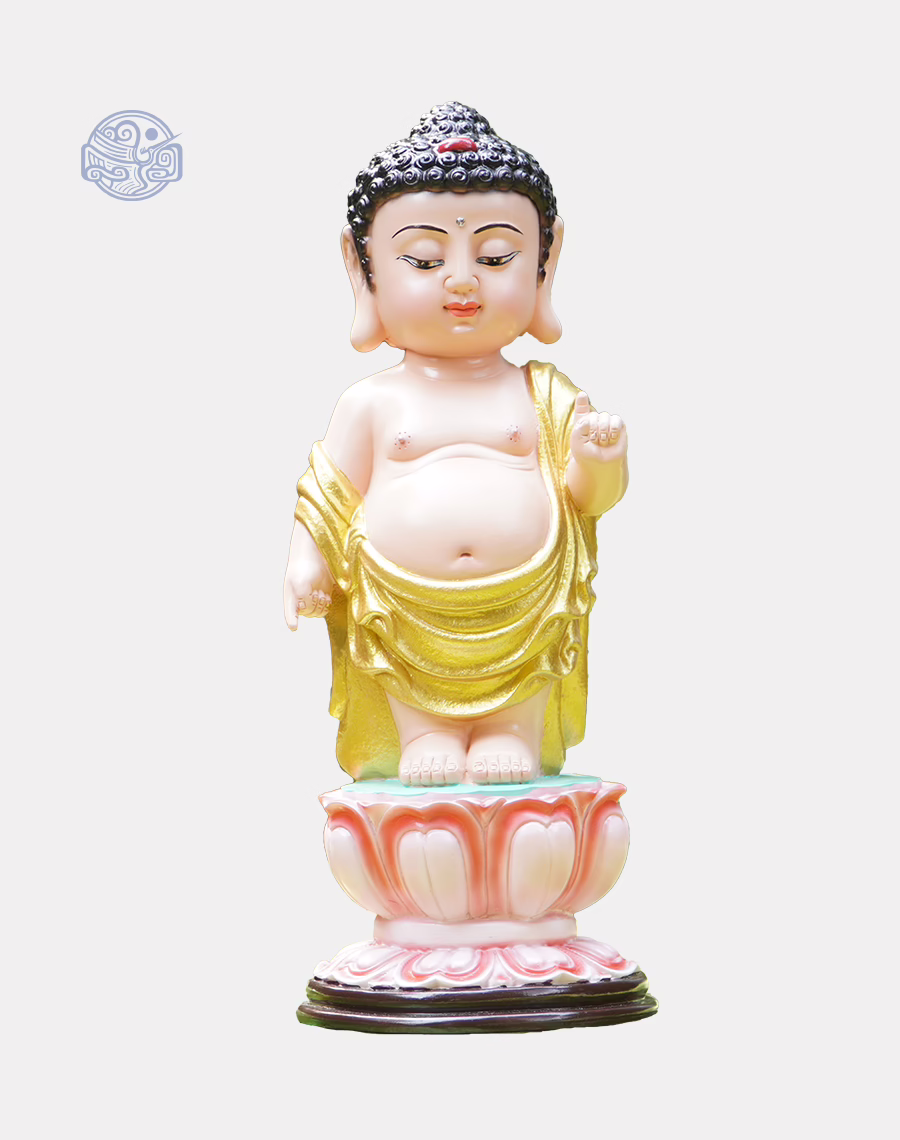 Tượng Phật Đản Sinh Bằng Composite, Cao 25cm, Vẽ Vàng