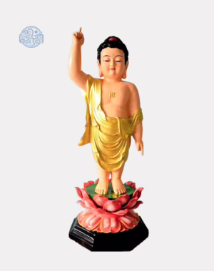 Tượng Phật Đản Sinh Bằng Composite, Cao 90cm, Vẽ Vàng