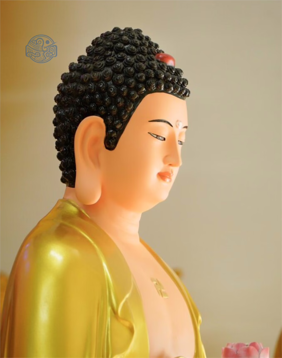 Bộ tượng Tây Phương Tam Thánh Đứng bằng composite, cao 110cm, vẽ vàng - Ảnh 4