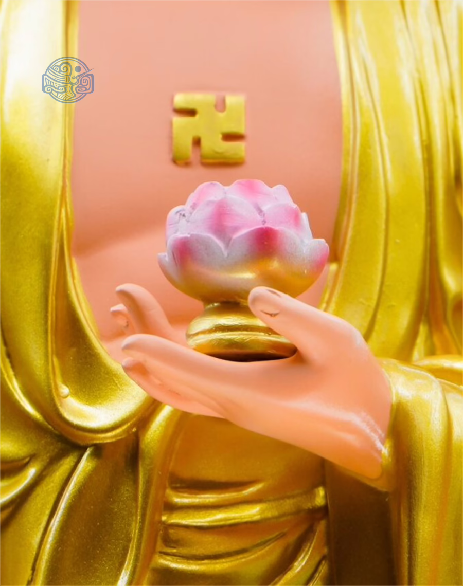 Tượng Phật A Di Đà đứng bằng composite, cao 80cm, vẽ vàng - Ảnh 2