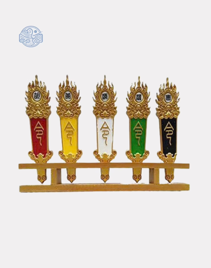 Cờ lệnh ngũ phương gỗ cao 26cm