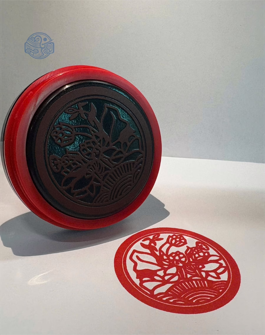 Dấu triện liên hoa thấm mực có núm tròn 5x5 cm - Ảnh 3