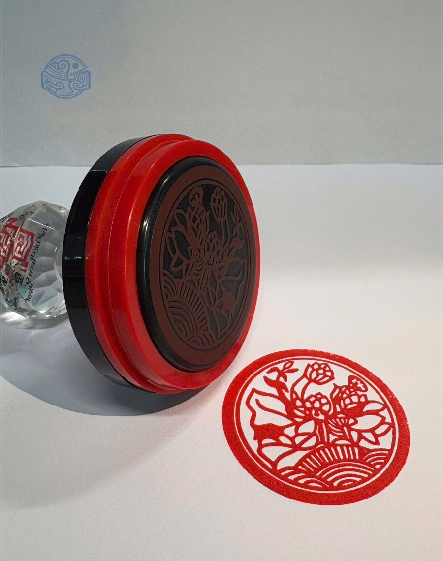 Dấu triện liên hoa thấm mực có núm tròn 5x5 cm - Ảnh 2